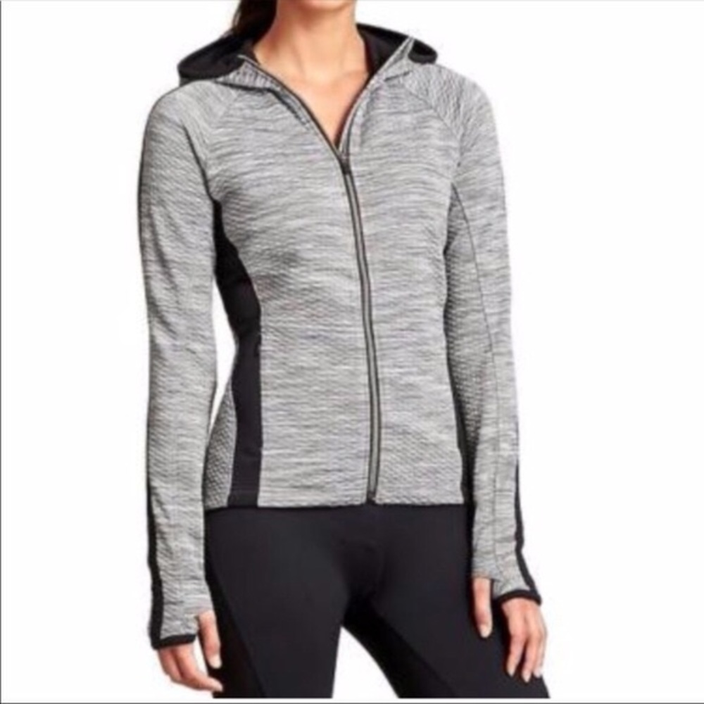 Athleta Snowscape Gray Space Dye Hoodie Jacket